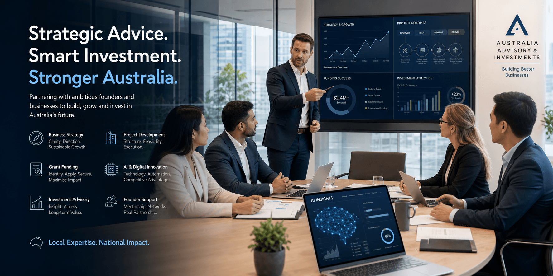 Corporate website hero image for business advisory company